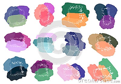 Set coloured paint spots stickers for fabrics and textiles and linens and gifts and cards and kids and hobbies Stock Photo