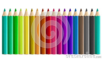 Set coloured pencils side by side seamless isolated Stock Photo