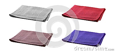 Set of colourful canvas napkins isolated on white background, perspective Stock Photo