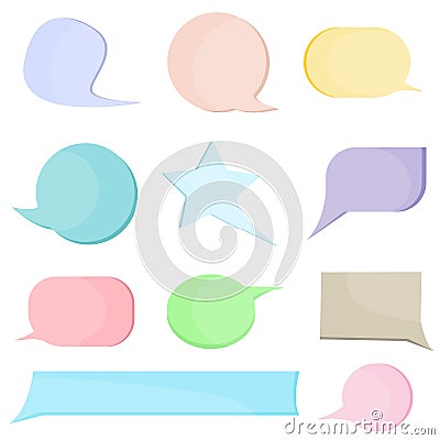 Set of colourful comic speech bubbles on white background, vector illustration Vector Illustration
