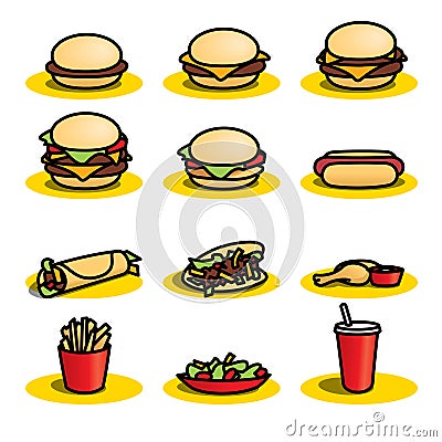 Fast food Icons - Illustration Vector Illustration