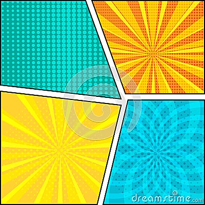 Set of comic background in pop art style. Vector illustration Cartoon Illustration