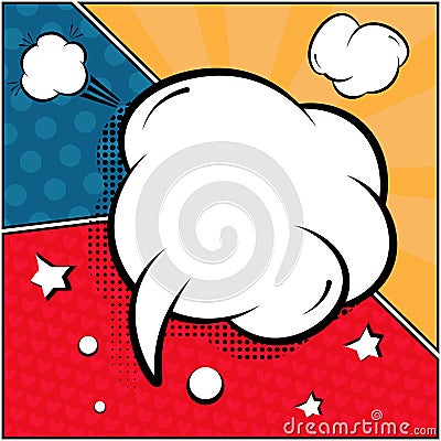 Set of comic bubbles and elements in pop ,with halftone shado Vector Illustration