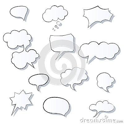 Set of comic 3d speech bubbles icon. Thought bubble Vector image Eps Vector Illustration