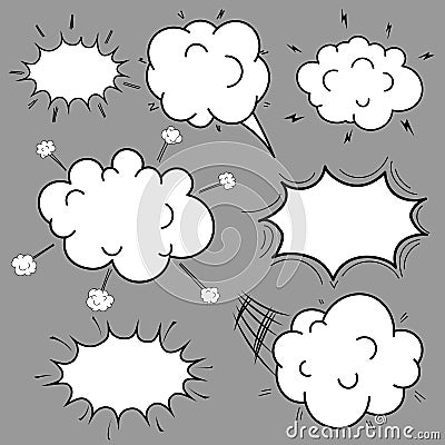 Set of Comic Speech Bubbles Cartoon, Empty Dialog Clouds in Pop Art Style. Vector Illustration