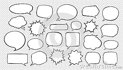 Set of comic speech bubbles. Cartoon vector illustration Vector Illustration