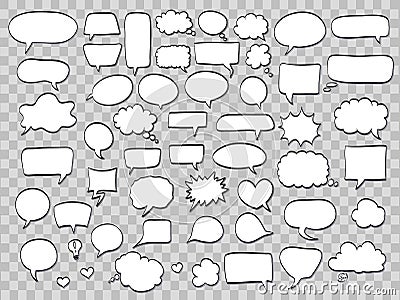 Set of comic speech bubbles on transparent background. vector il Vector Illustration