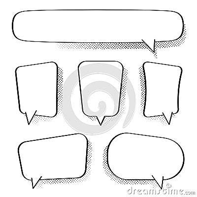 Set of comic speech bubbles. Vintage empty comic bubbles with halftone effect in pop art style Vector Illustration