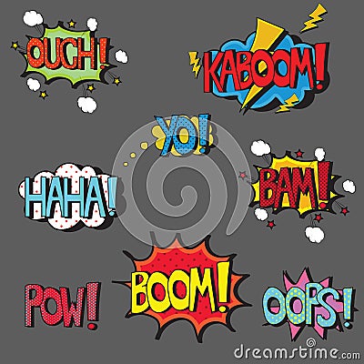 Set of comic style pop art words Vector Illustration