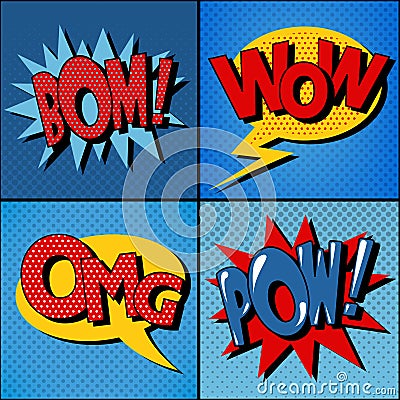 Set of Comics Bubbles in Vintage Style Vector Illustration