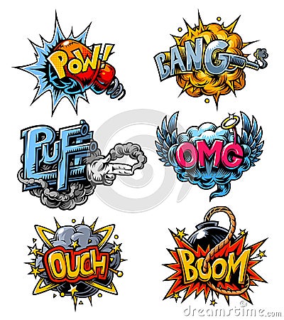 set of comics icons Stock Photo