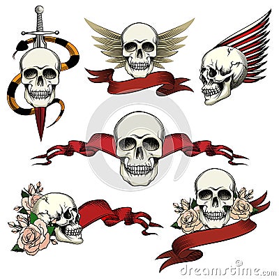 Set of commemorative skull icons Vector Illustration