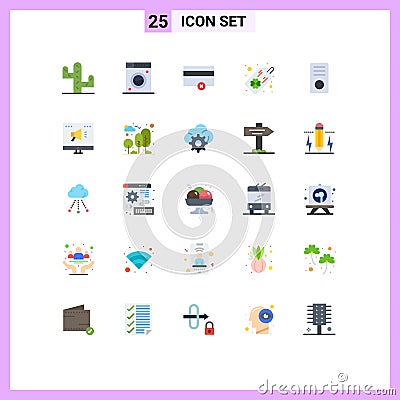 Set of 25 Commercial Flat Colors pack for ad, gadget, payments, devices, computers Vector Illustration
