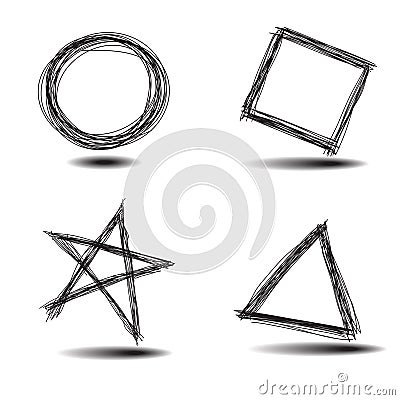 Set of common hand drawn shapes Vector Illustration