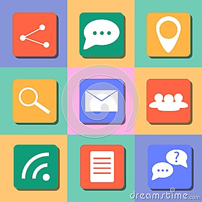 Set of Communication Icons. Colorful Flat Design. Vector Illustration