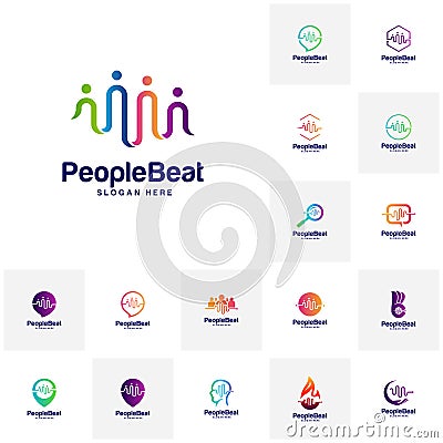 Set of Community logo template designs concepts vector illustration, People Beat logo concepts Vector Illustration