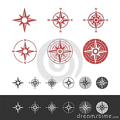 Set Compass Rose Icon Logo Template Illustration Design. Vector EPS 10 Vector Illustration