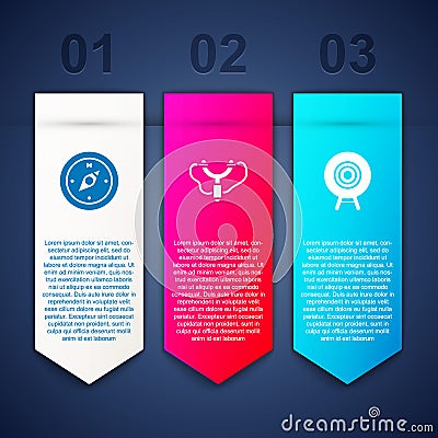 Set Compass, Slingshot and Target sport. Business infographic template. Vector Vector Illustration