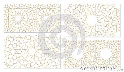 Set of 4 complex seamless pattern in authentic arabian style. Vector Illustration