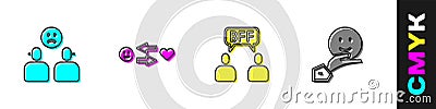 Set Complicated relationship, Romantic, BFF or best friends forever and Happy friendship day icon. Vector Vector Illustration