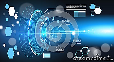 Set Of Computer Futuristic Infographic Elements Tech Abstract Background Template Charts And Graph, Banner With Copy Vector Illustration