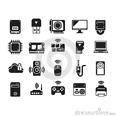 Set of computer icons. Vector illustration decorative design Vector Illustration