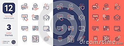 Set of Computer keyboard, Fake information and Metro map line icons. For design. Vector Stock Photo