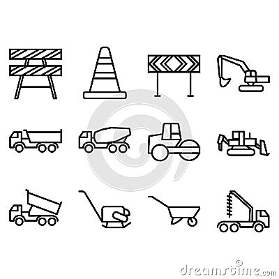 Set construction machinery earthwork operations Vector Illustration