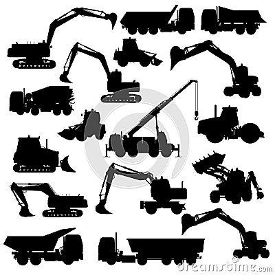 Set of construction machines Vector Illustration