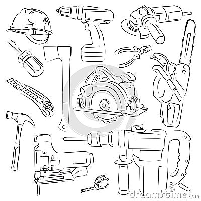 Set of construction tools Vector Illustration