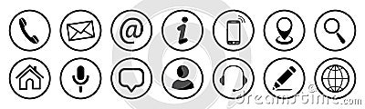 Set contact icons button - for stock Vector Illustration