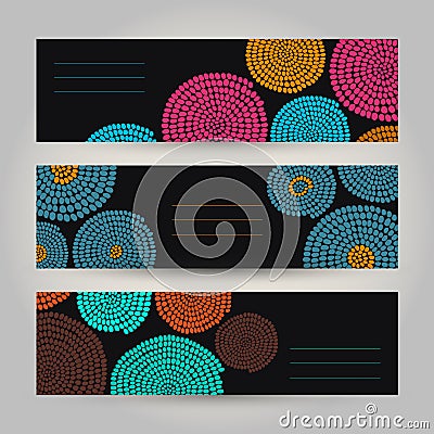 Set of Contrast Horizontal Banners. Abstract African ornament. V Vector Illustration