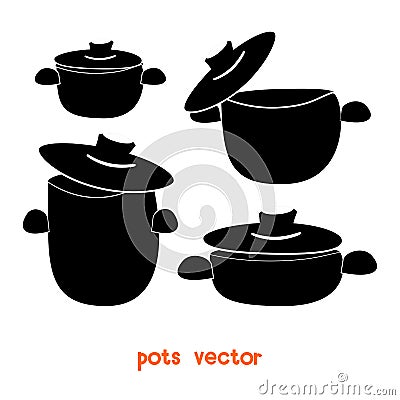 Set of cooking pots Vector Illustration