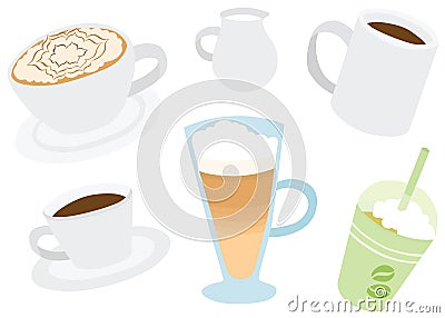 Set of Cool Various Coffee Drinks Set Stock Photo