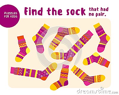 Set of cool warm striped socks. Kid mind game Vector Illustration