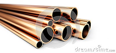 Set of copper pipes of different diameter . on White Background Cartoon Illustration