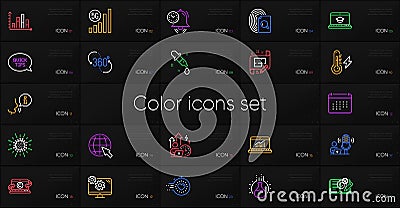 Set of Copywriting notebook, Difficult stress and 360 degree line icons. For design. Vector Vector Illustration
