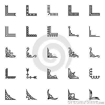 Set of corner clipart line icons Vector Illustration