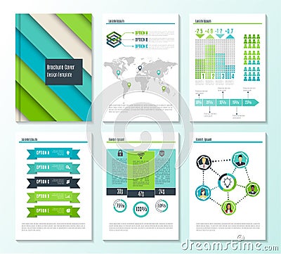 Set of corporate business stationery brochure templates with infographics elements. Abstract geometric background for Vector Illustration