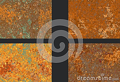 Set corrosion rusty texture, imitation of rust. Vector Illustration