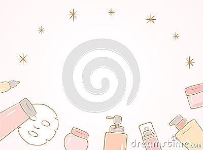 Set of cosmetic bottle and copy space. lotion, toner, cream, serum, milk, gel, soap, and face pack. beauty and skin care concept Vector Illustration