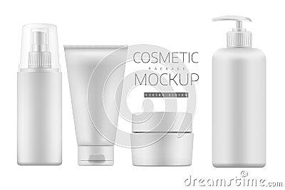 Set of cosmetic products on a white background. Vector Illustration