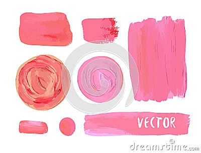 Set of cosmetic stains texture of acrylic paint. Vector illustration in cosmetic colors. Pink Vector Illustration