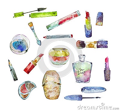 Set of cosmetics Cartoon Illustration