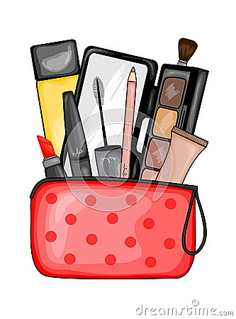 Set of cosmetics for visage. Cartoon style. Vector illustration Cartoon Illustration