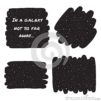 Set of cosmic vector backgrounds, brush strokes and stars Vector Illustration