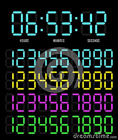 Set Countdown website vector flat template digital clock timer background Vector Illustration