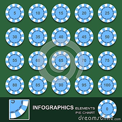 Set of counters from casino with numerical values Vector Illustration