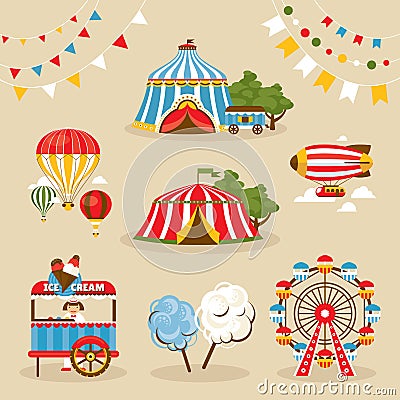 Set of country fair objects Vector Illustration