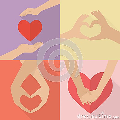 Set of couple hands Vector Illustration